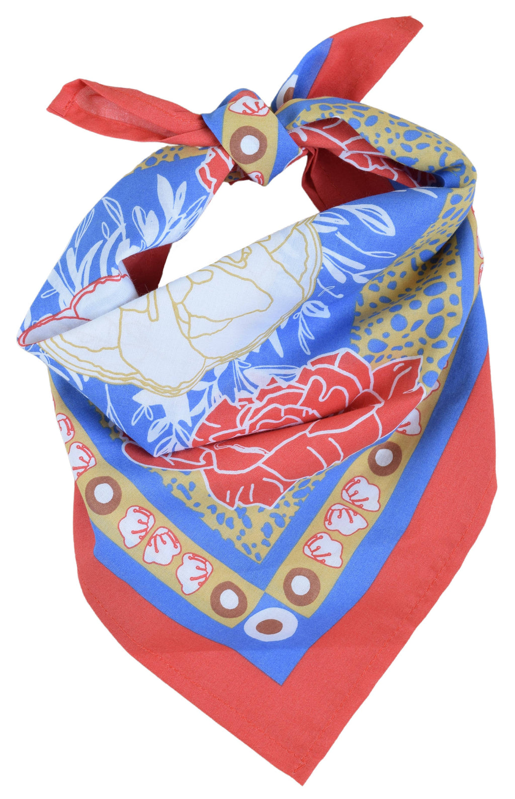 Peony Bandana - 100% Cotton - Hand Printed - Red