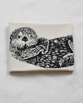 Otter Tea Towel in Black - Organic Cotton - Cute Sea Otter