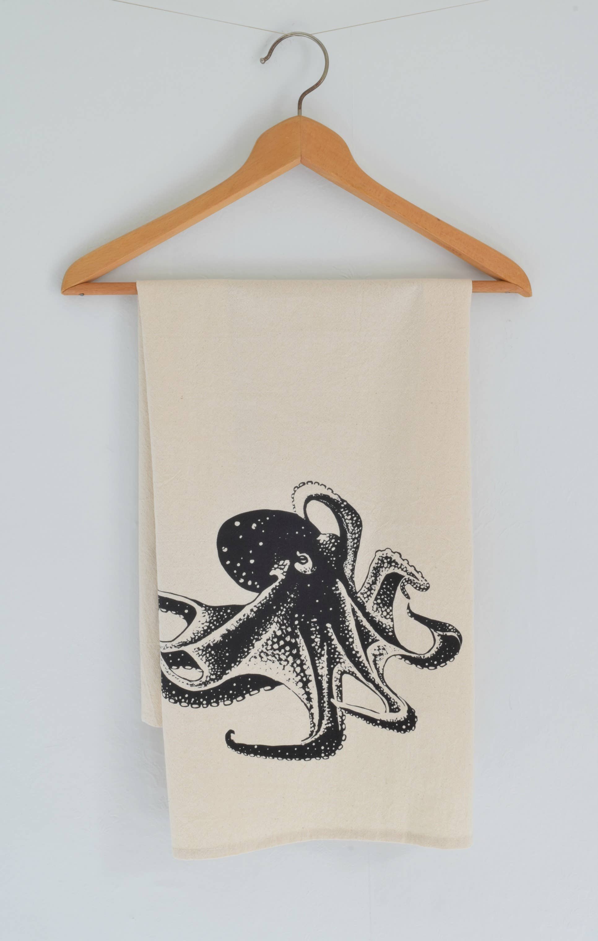 Octopus Tea Towel - Organic Cotton - Black - Eco Friendy