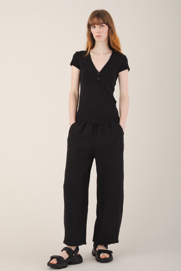 Short Sleeve Henley | Black