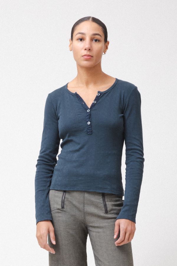 Pointelle Henley |  Deep Teal