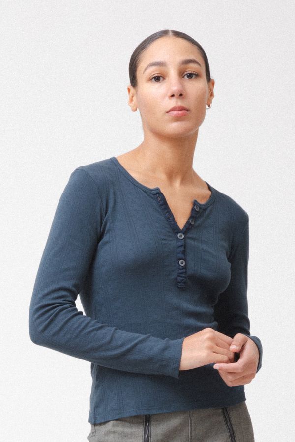 Pointelle Henley |  Deep Teal