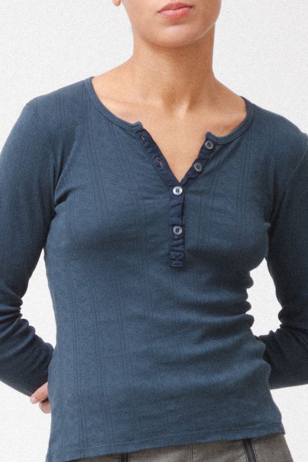 Pointelle Henley |  Deep Teal