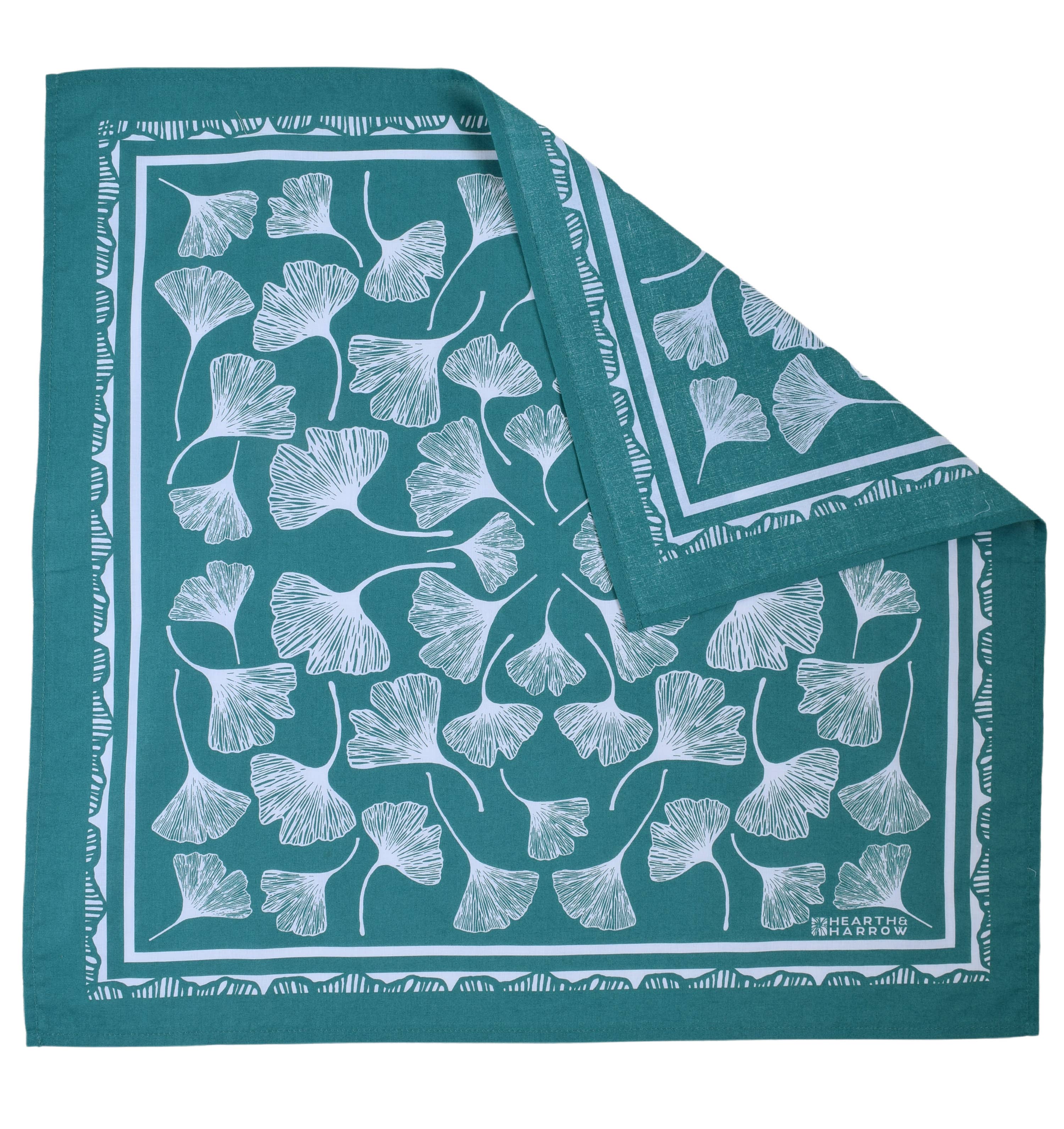 Ginkgo Leaf Bandana | Teal Green