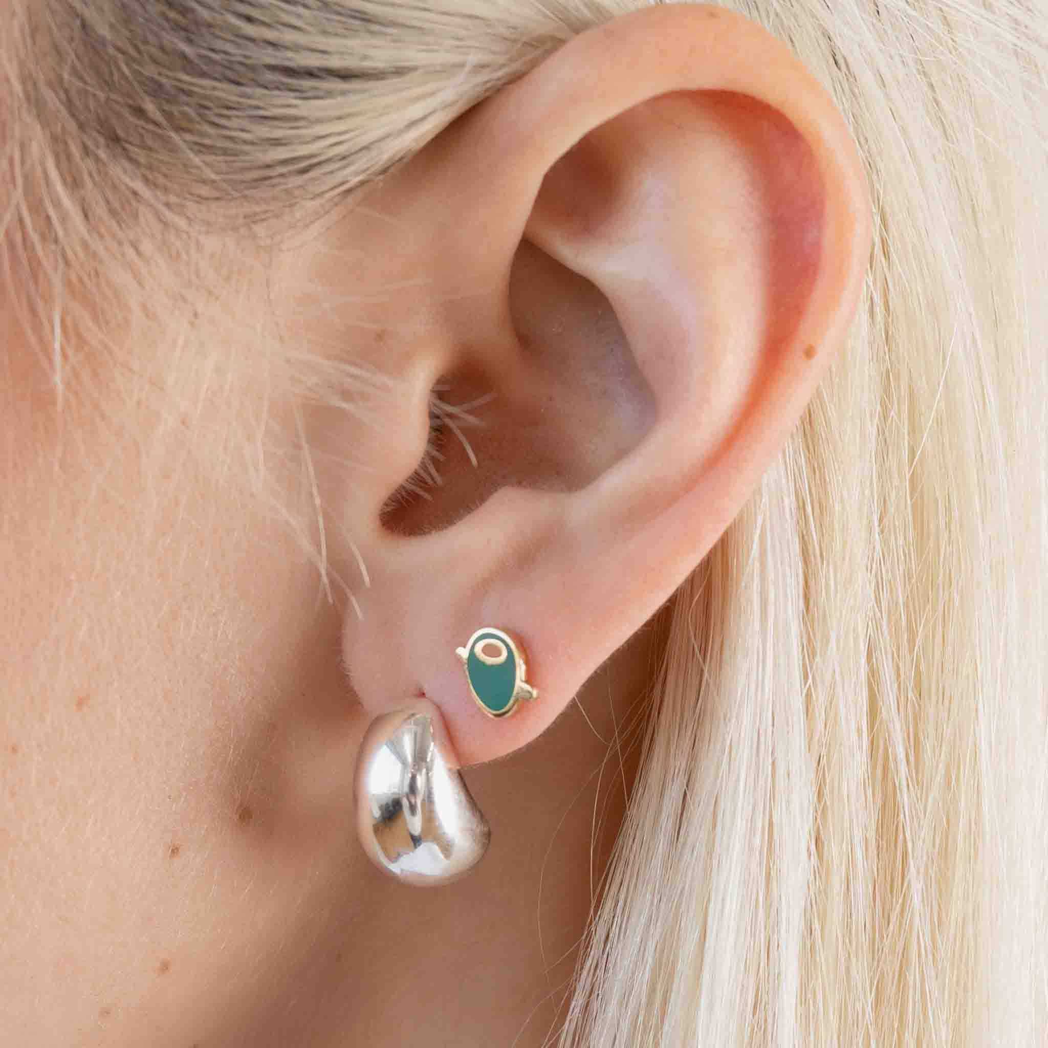 Olive Enamel Stud Earrings