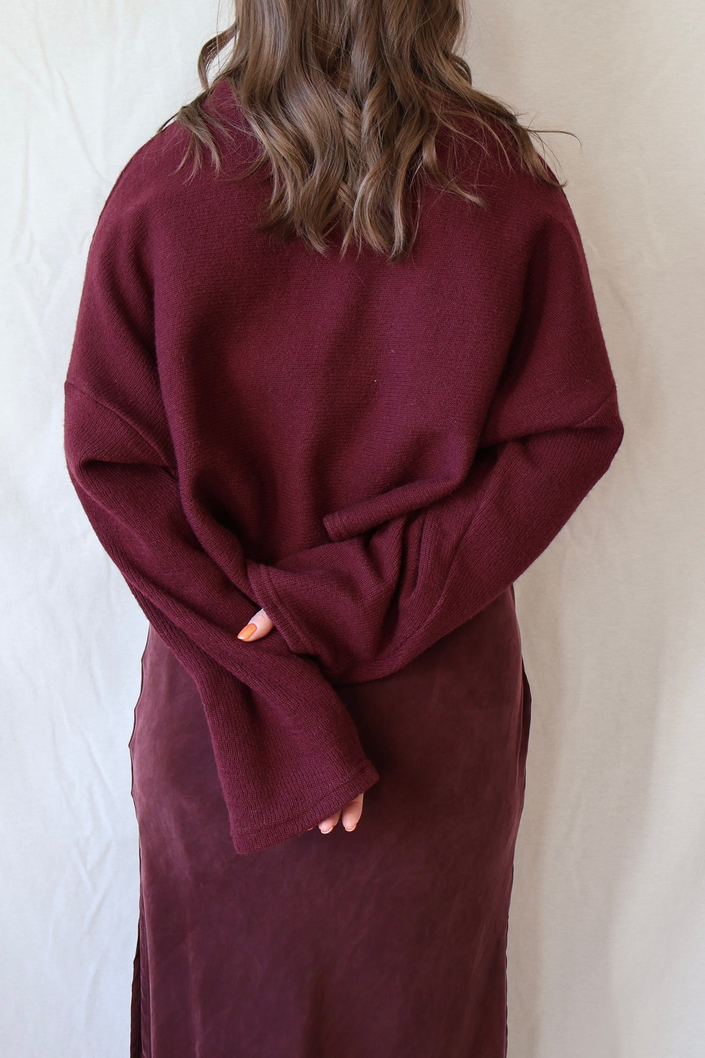 Cropped Crew Sweater | Aubergine