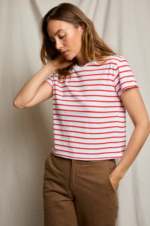 Everett Boxy Tee | Tomato Stripe