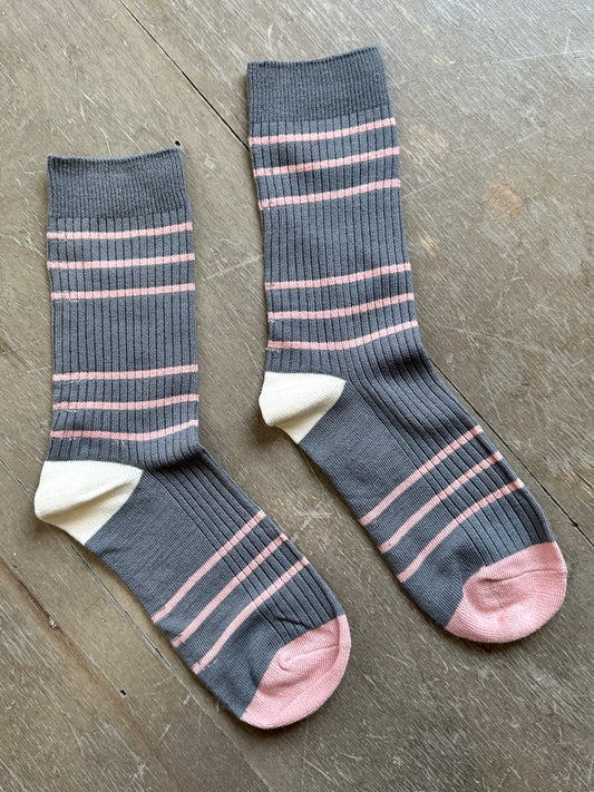 Dark Pink Retro Crew Socks