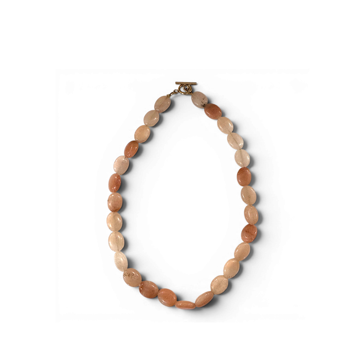 Statement Peach Quartz Gemstone Beaded Necklace