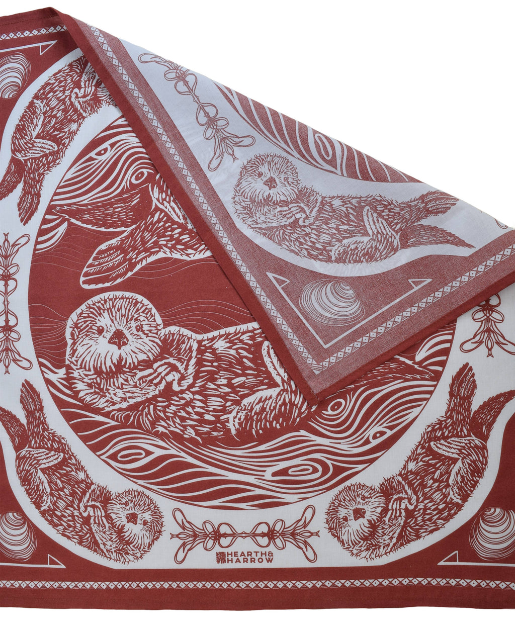 Otter Bandana | 100% Cotton | Brick Red