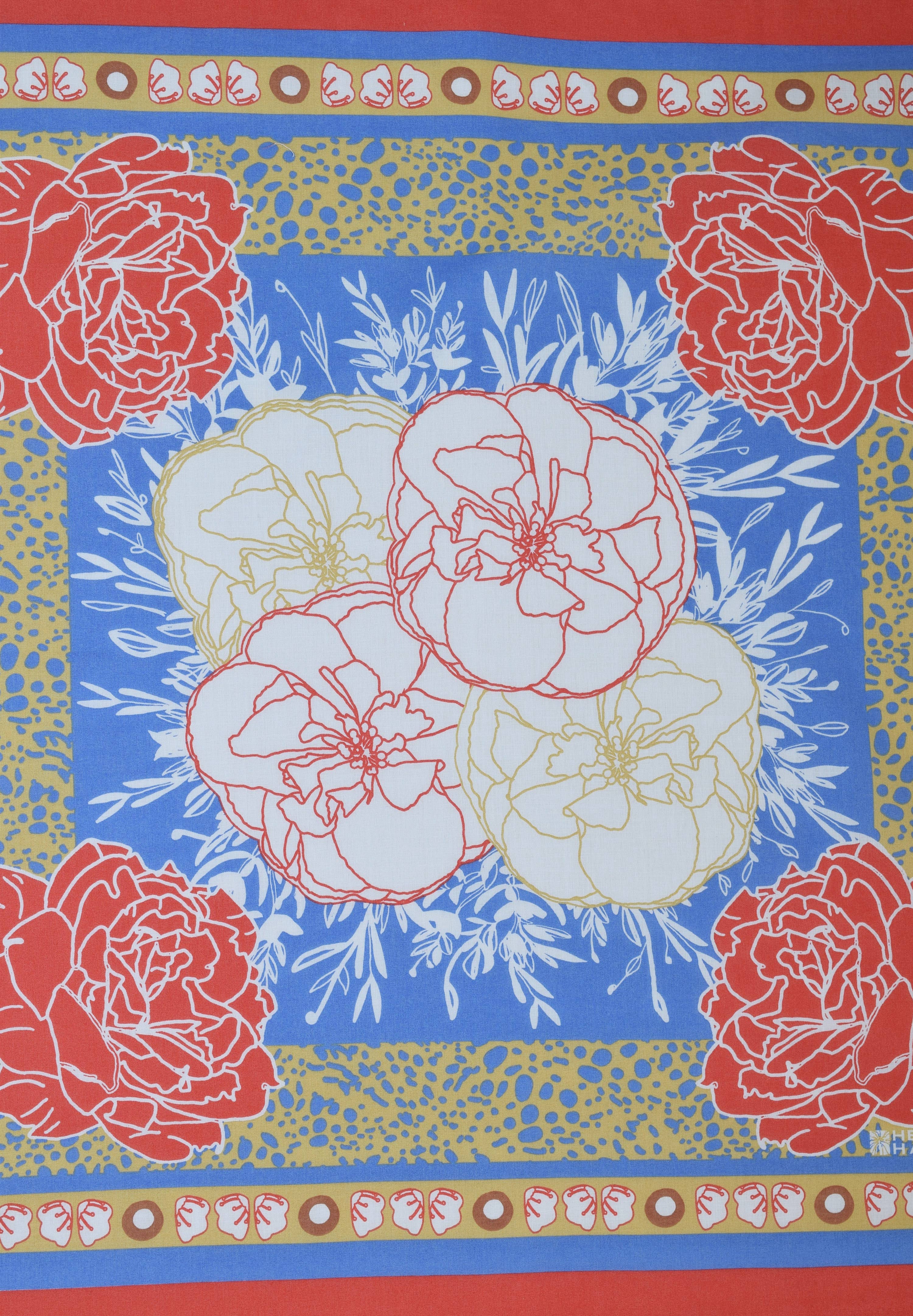 Peony Bandana - 100% Cotton - Hand Printed - Red
