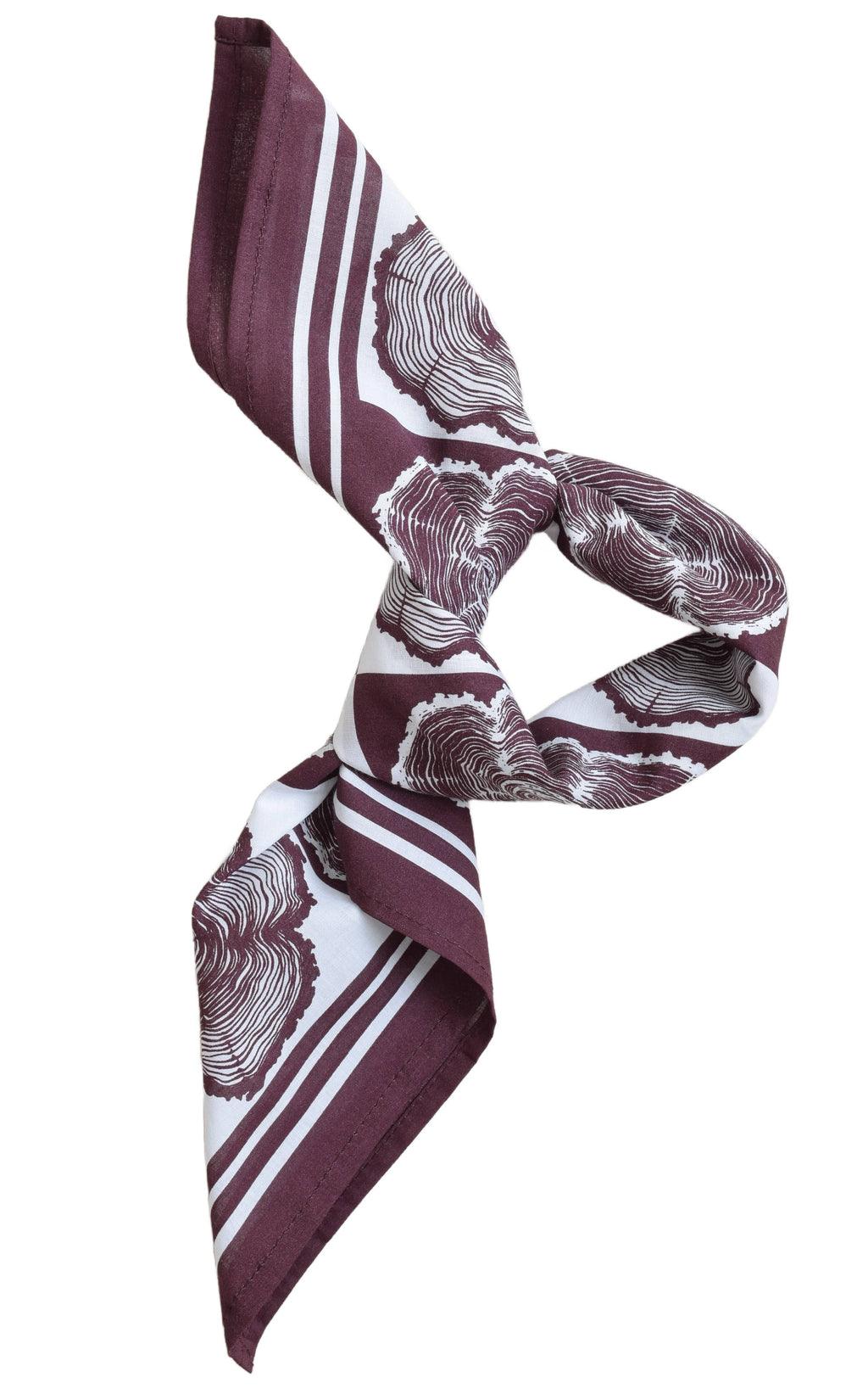 Tree Ring Bandana - 100% Cotton - Burgundy - Hand-printed