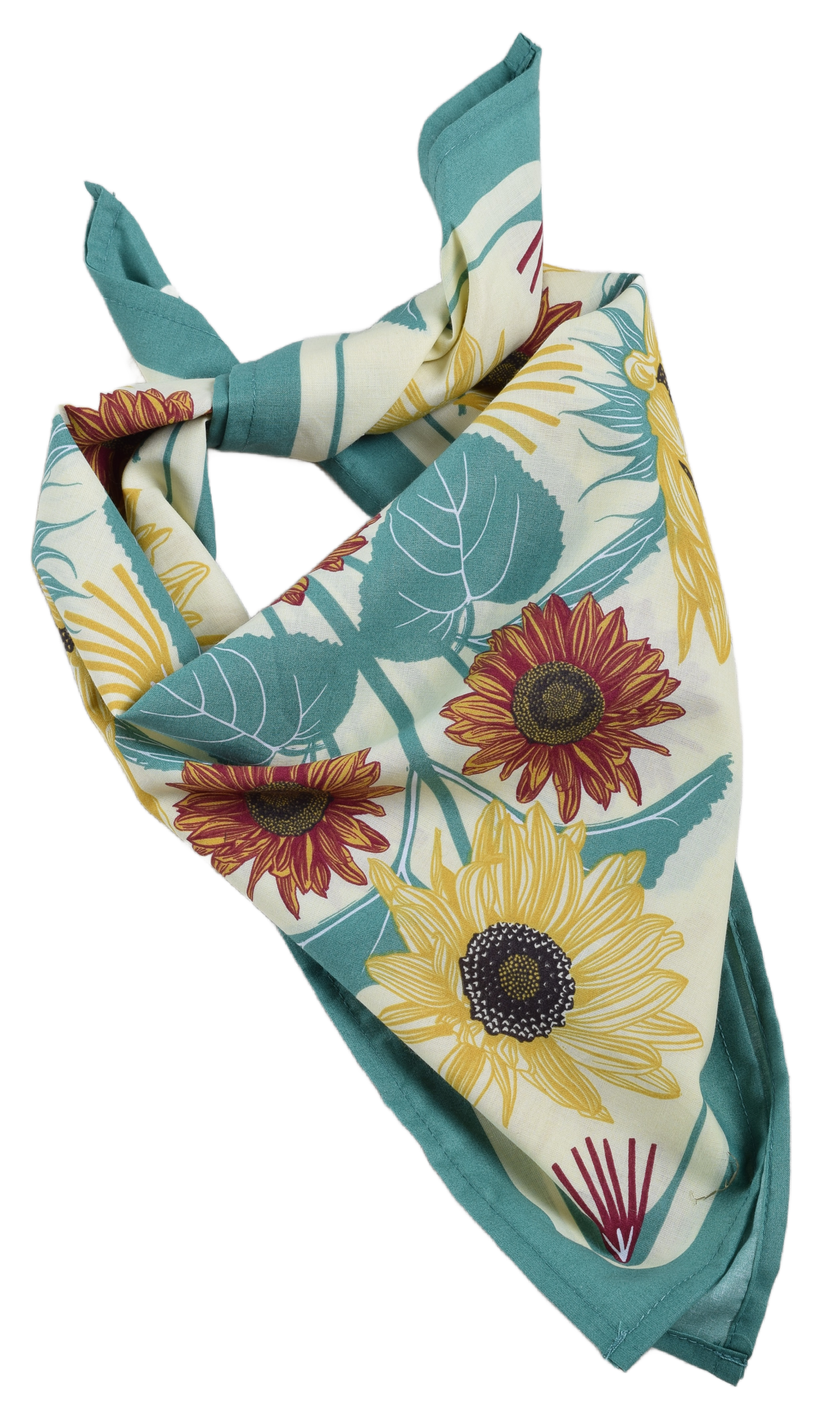 Sunflower Bandana - 100% Cotton - Floral Scarf - 22" x 22"