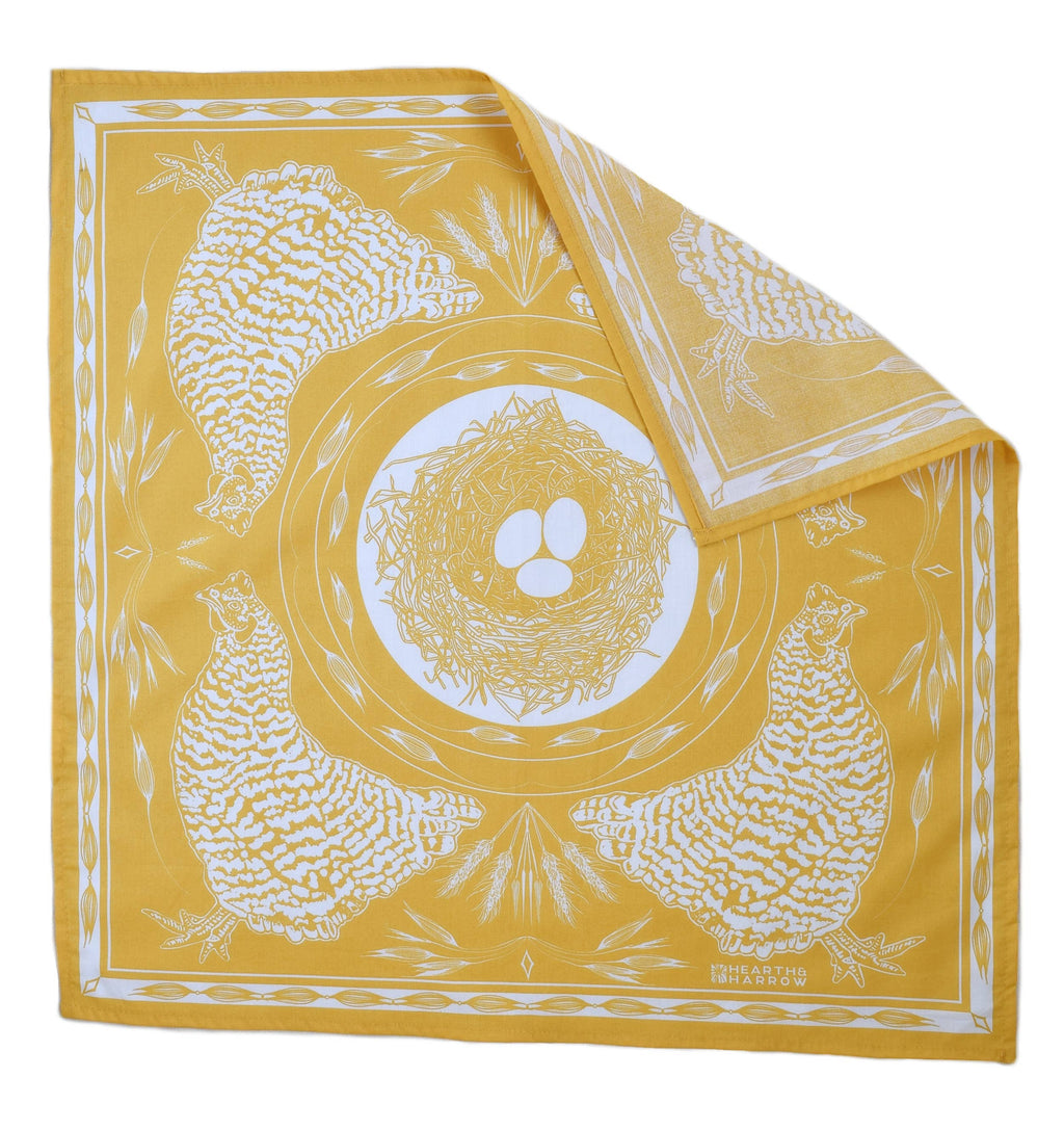 Chicken Bandana - Yellow -100% Cotton - Nautical Print -