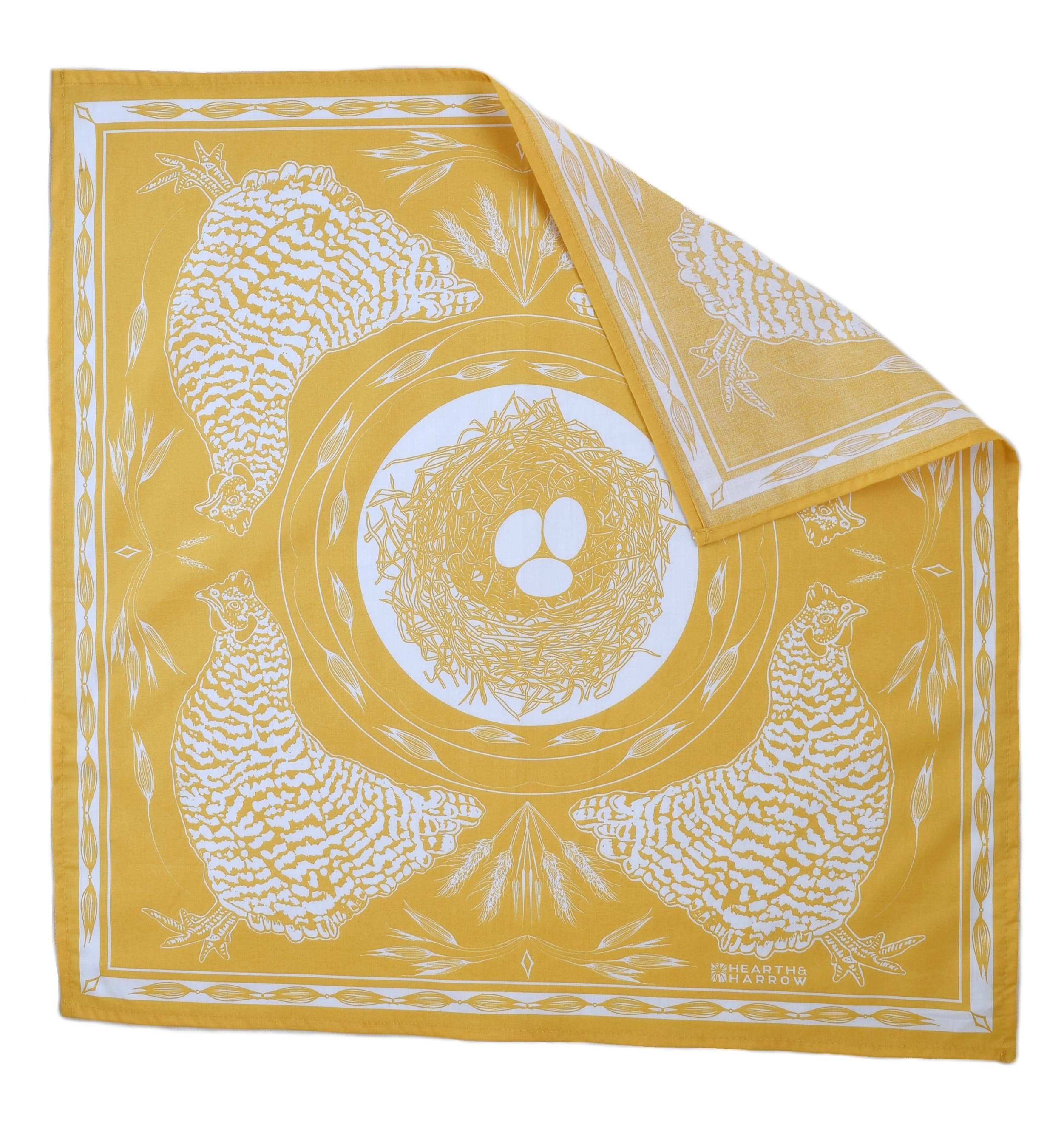 Chicken Bandana - Yellow -100% Cotton - Nautical Print -