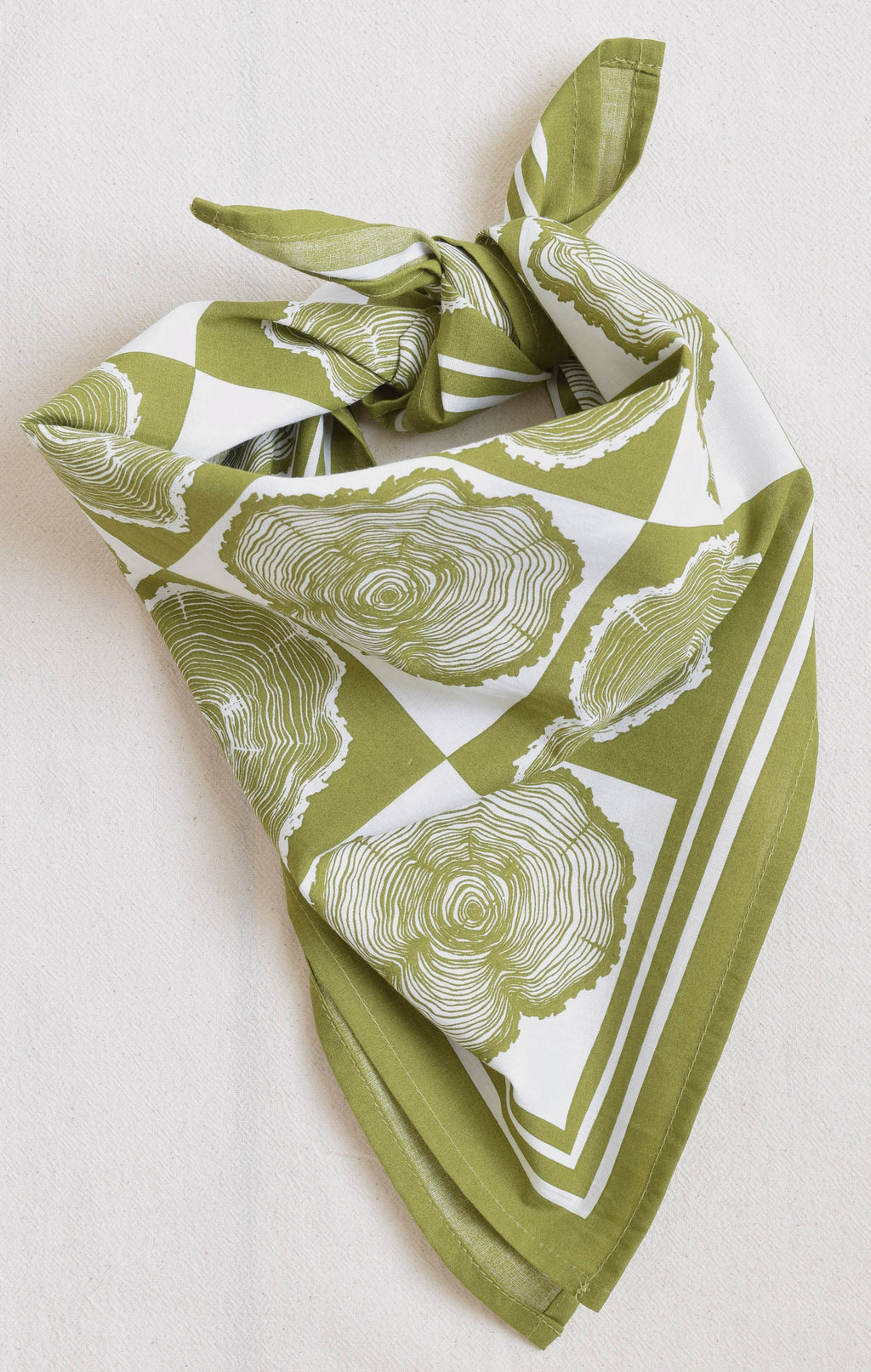 Tree Ring Bandana - 100% Cotton - Olive Green Print