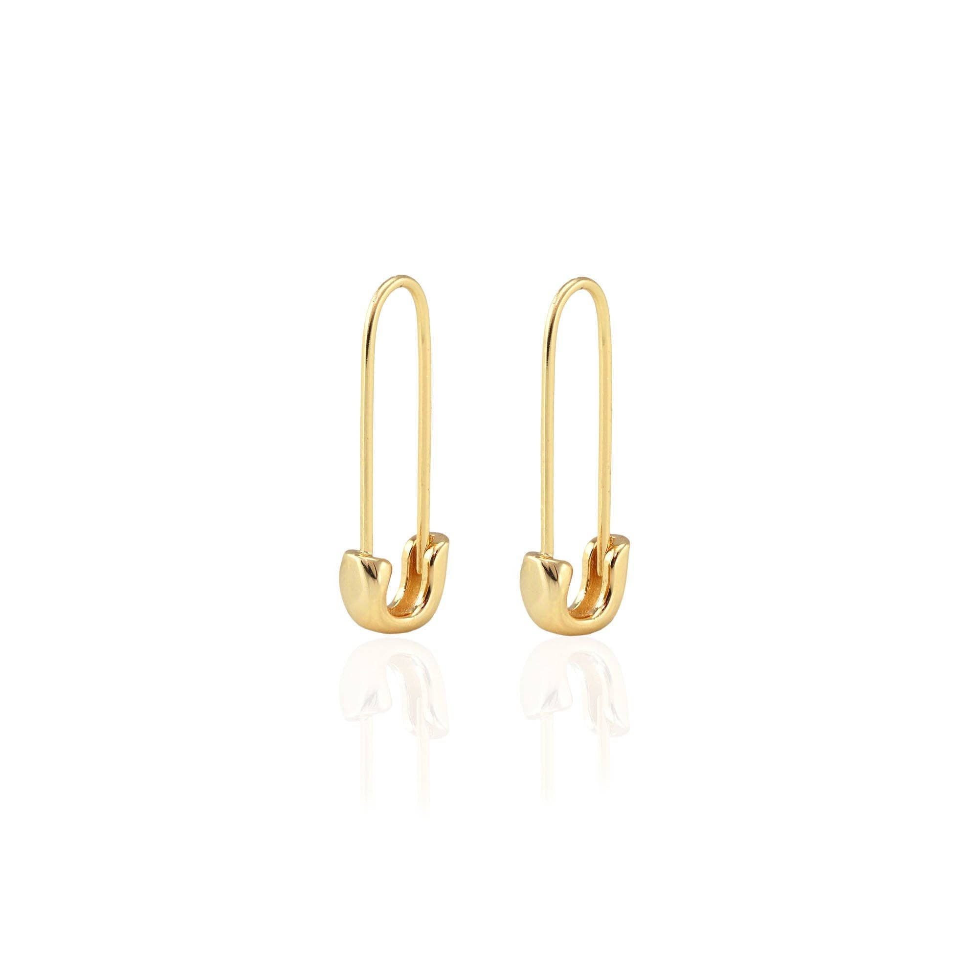 Safety Pin Hoop Earrings: Sterling Silver