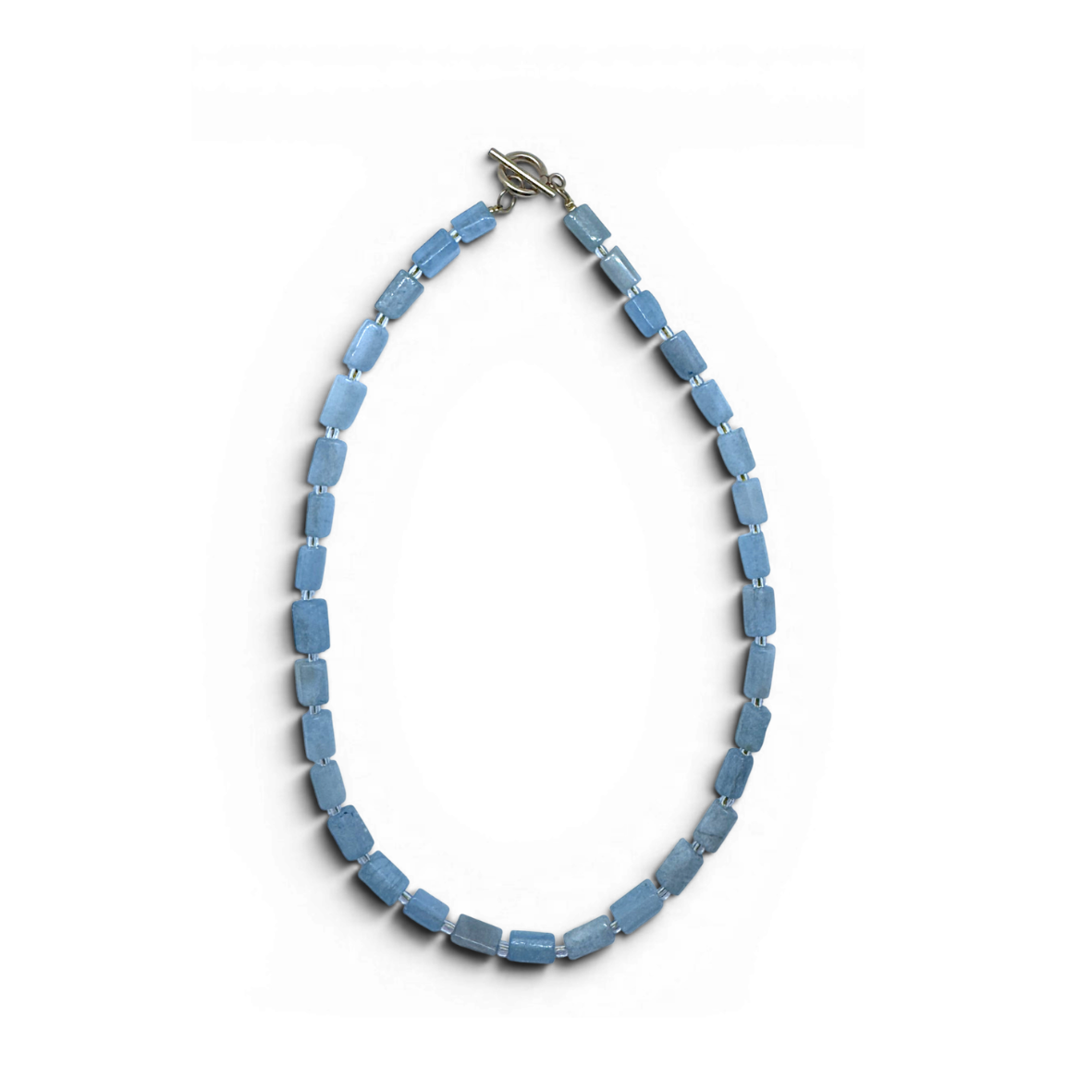Aquamarine Tube Gemstone Beaded Necklace
