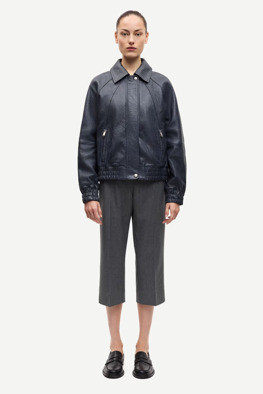 Sanula Leather Bomber | Asphalt