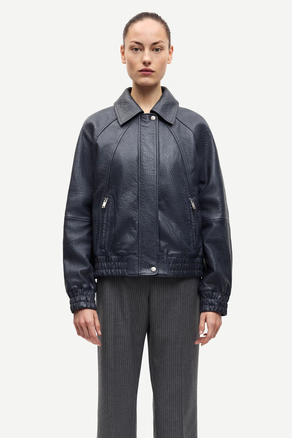 Sanula Leather Bomber | Asphalt