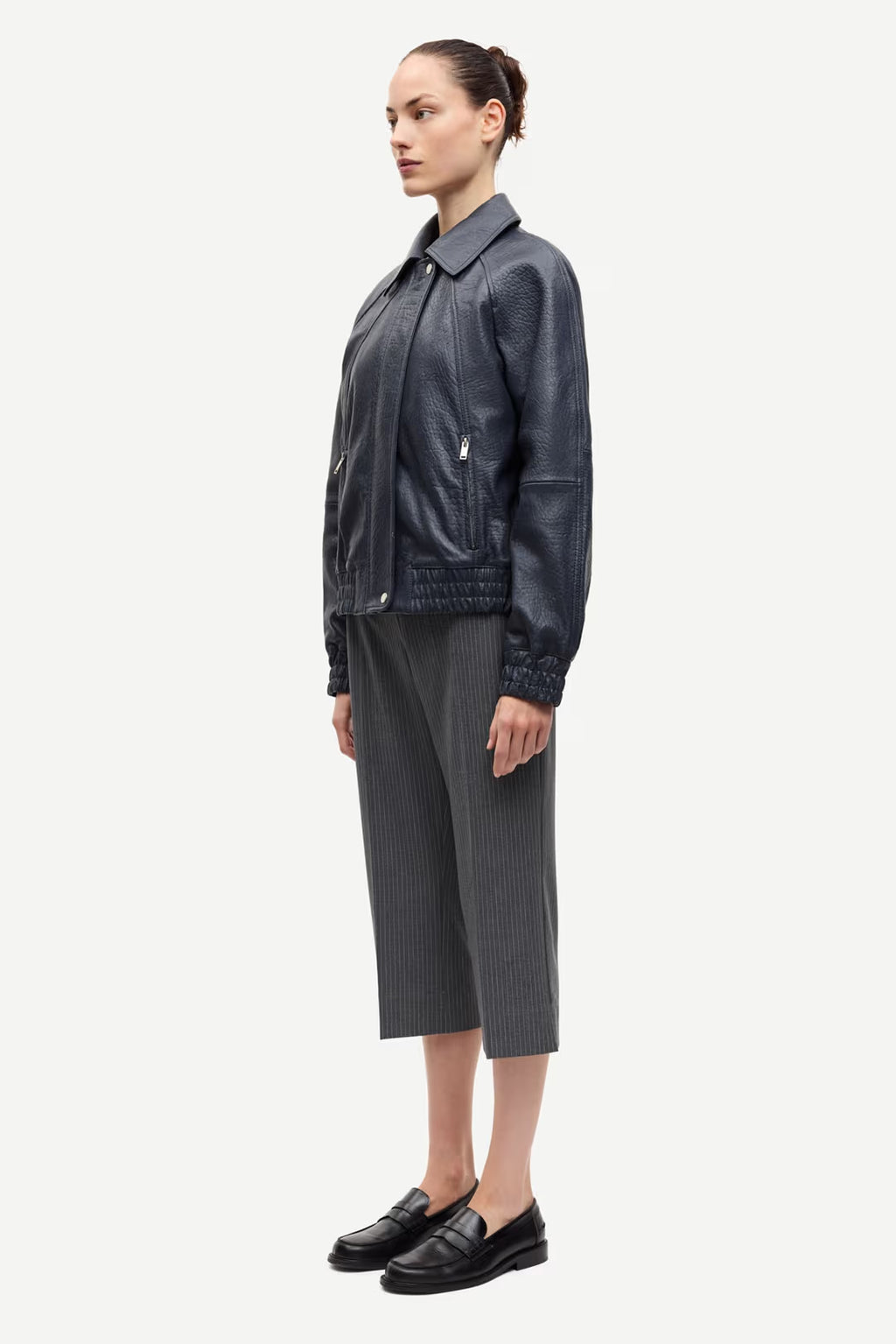 Sanula Leather Bomber | Asphalt
