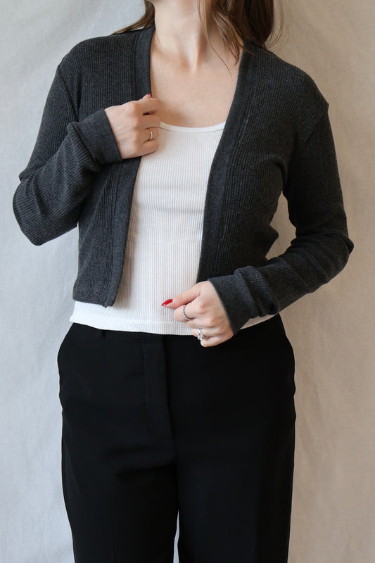 Kelsey Sweater Rib Cardigan | Charcoal