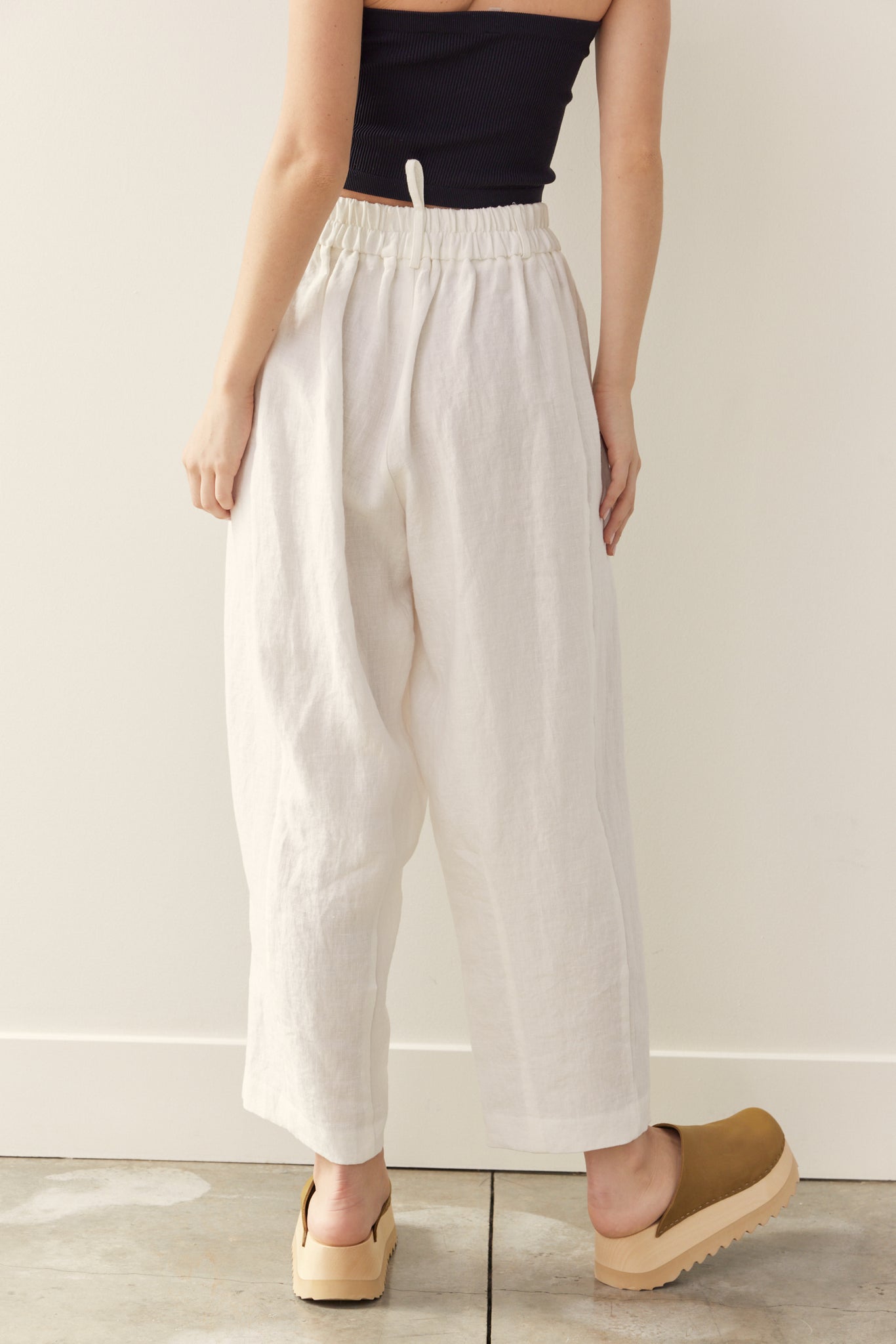 Seamed Linen Pants | White