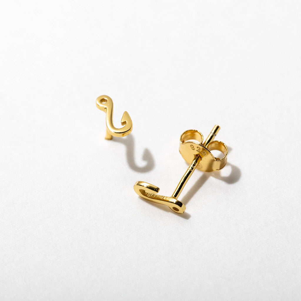 10k Gold Plated Fish Hook Stud Earrings | Larissa Loden