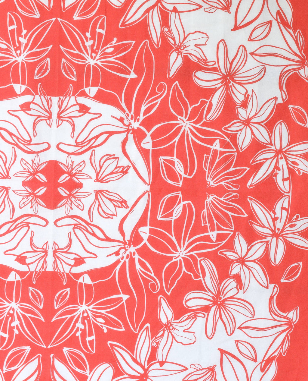 Flower Bloom Bandana - 100% Cotton - Hand Printed - Red