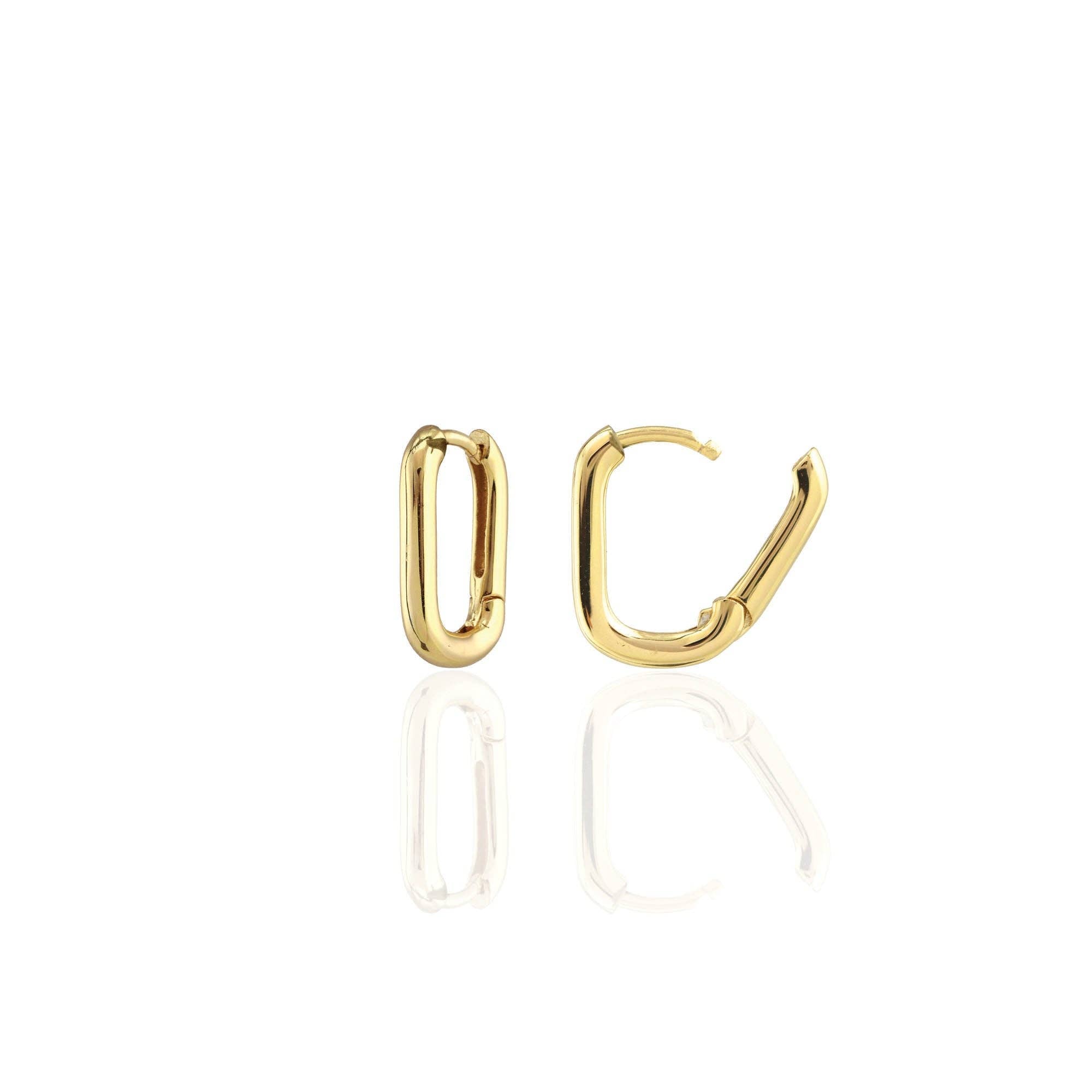 Oval Huggie Hoop Earrings: 18K Gold Vermeil