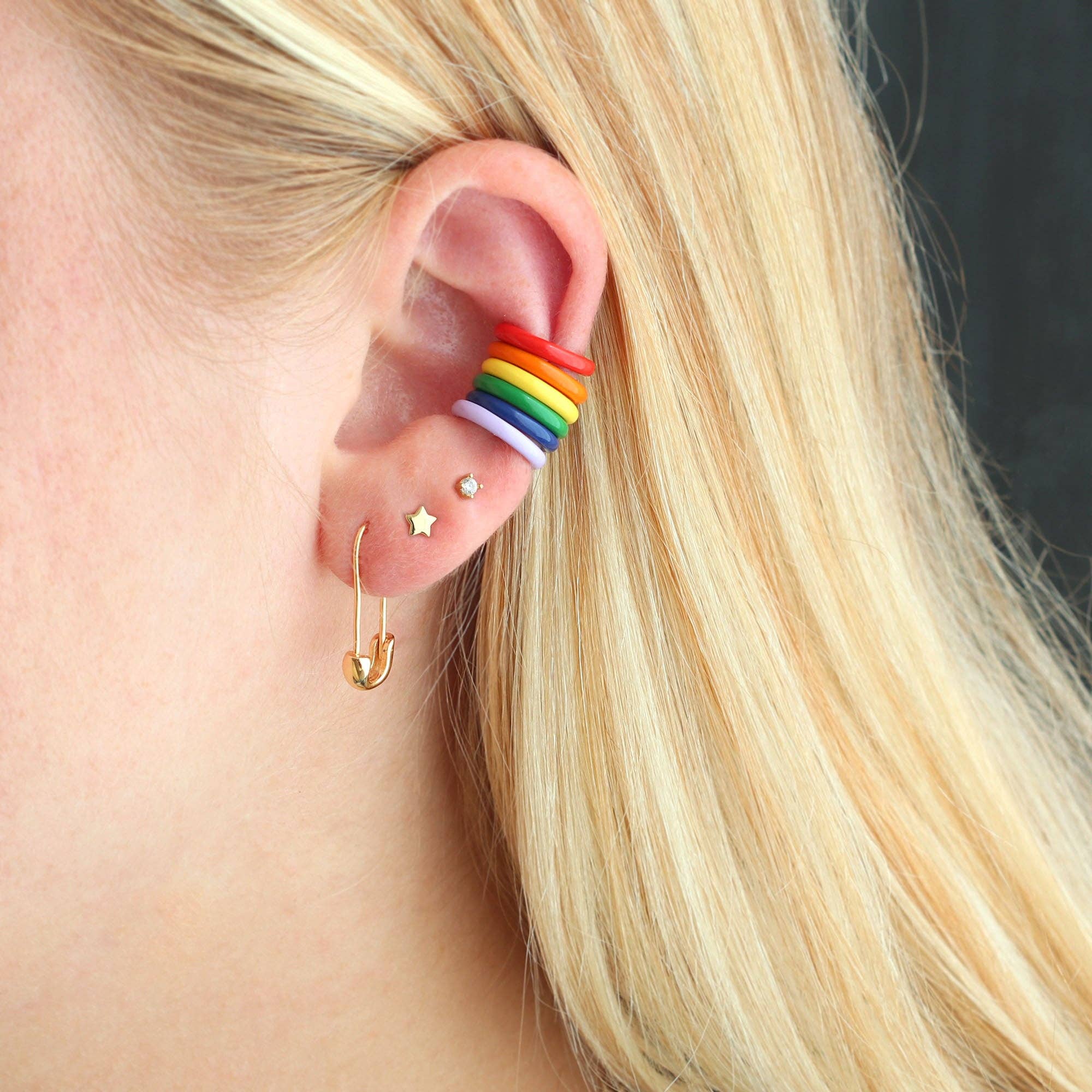 Safety Pin Hoop Earrings: 18K Gold Vermeil