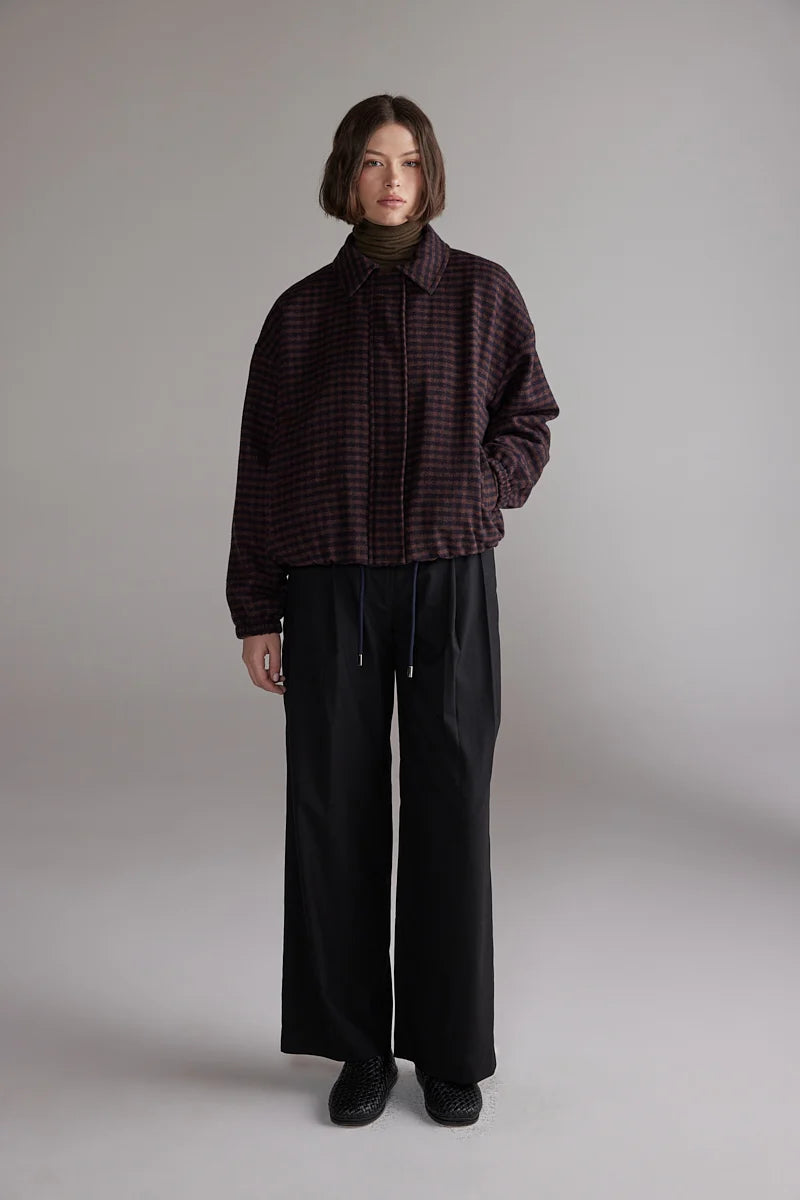 Gingham Jacket | Wine/black