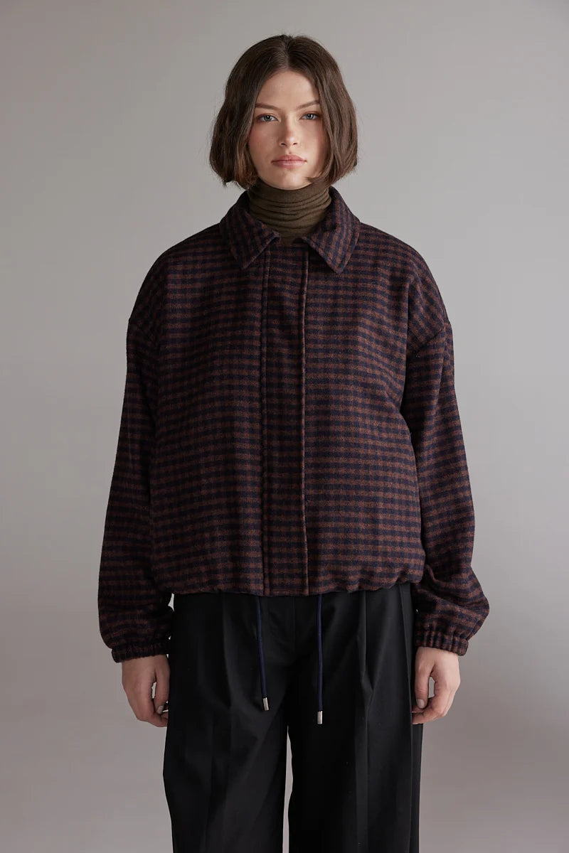 Gingham Jacket | Wine/black