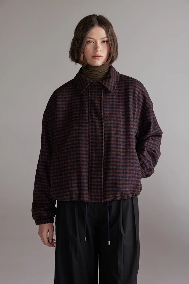 Gingham Jacket | Wine/black