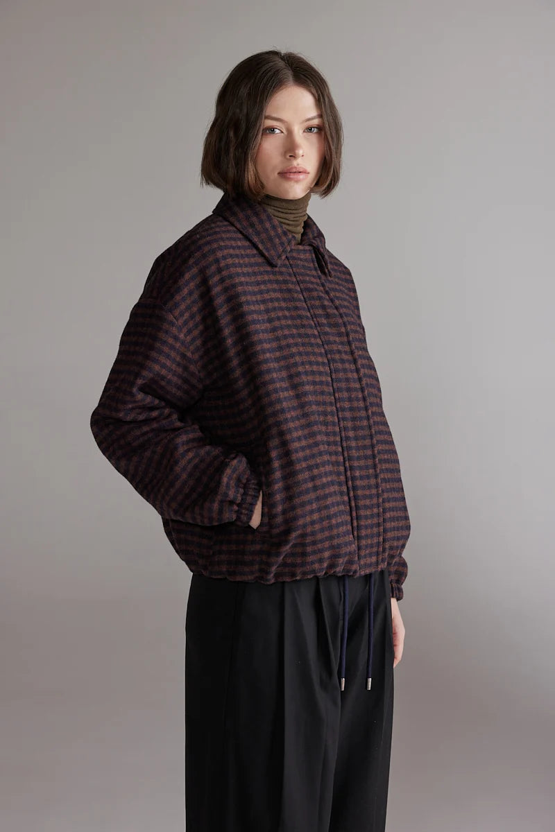 Gingham Jacket | Wine/black