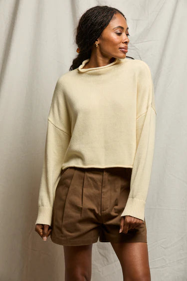 Kiki Mock Neck Sweater | Custard