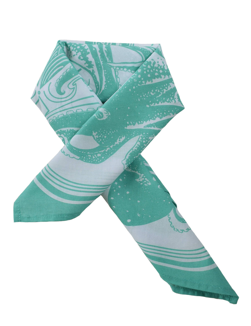 Octopus Bandana - 100% Cotton - Nautical Print - Mint Green