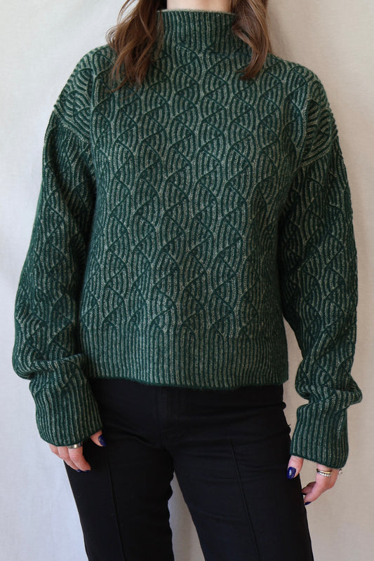 Zoya Two Tone Sweater | Dark Green