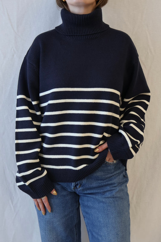 Venus Turtleneck | Navy Stripe