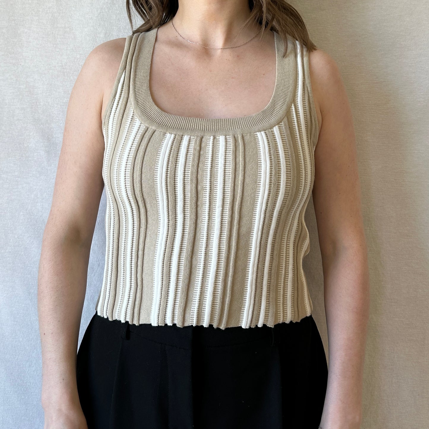 Odessa Tank | Taupe + Cream