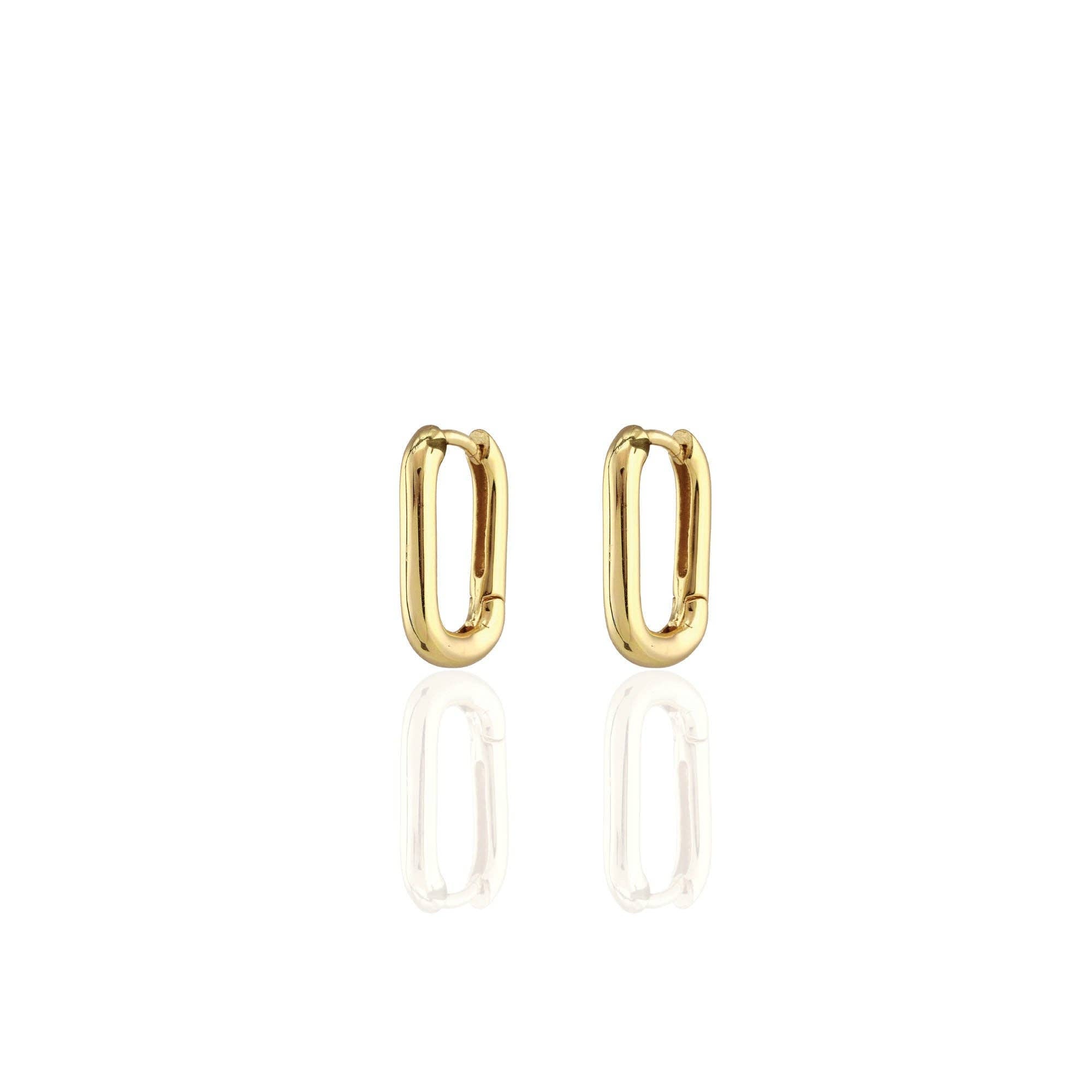 Oval Huggie Hoop Earrings: 18K Gold Vermeil