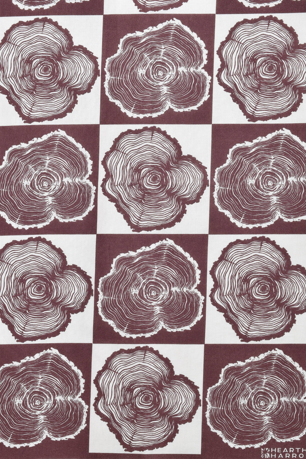 Tree Ring Bandana - 100% Cotton - Burgundy - Hand-printed