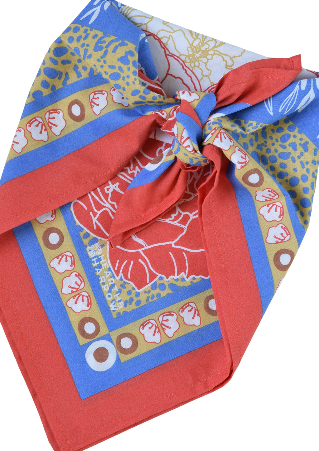Peony Bandana - 100% Cotton - Hand Printed - Red