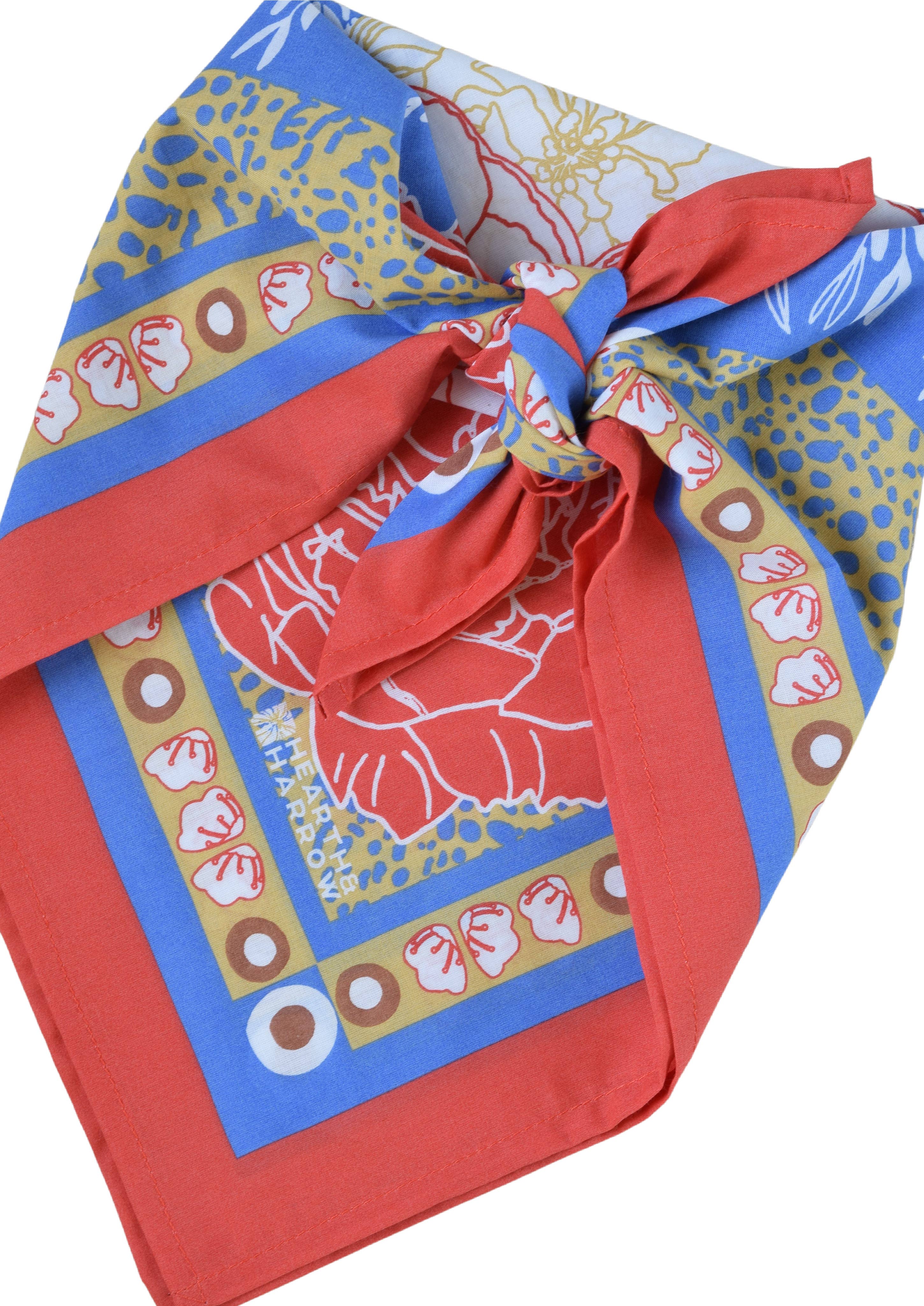Peony Bandana - 100% Cotton - Hand Printed - Red