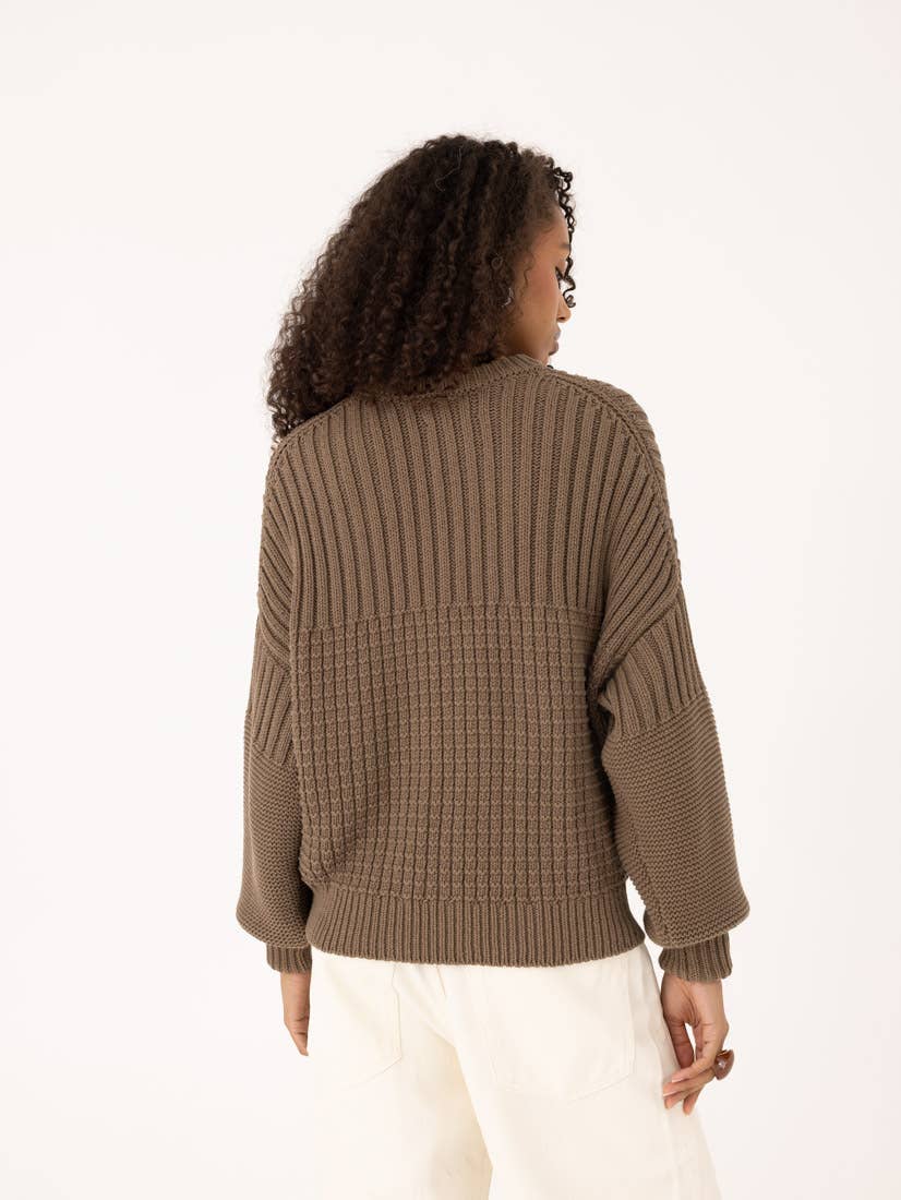 Delčia: 100% Cotton Earth Brown Sweater 