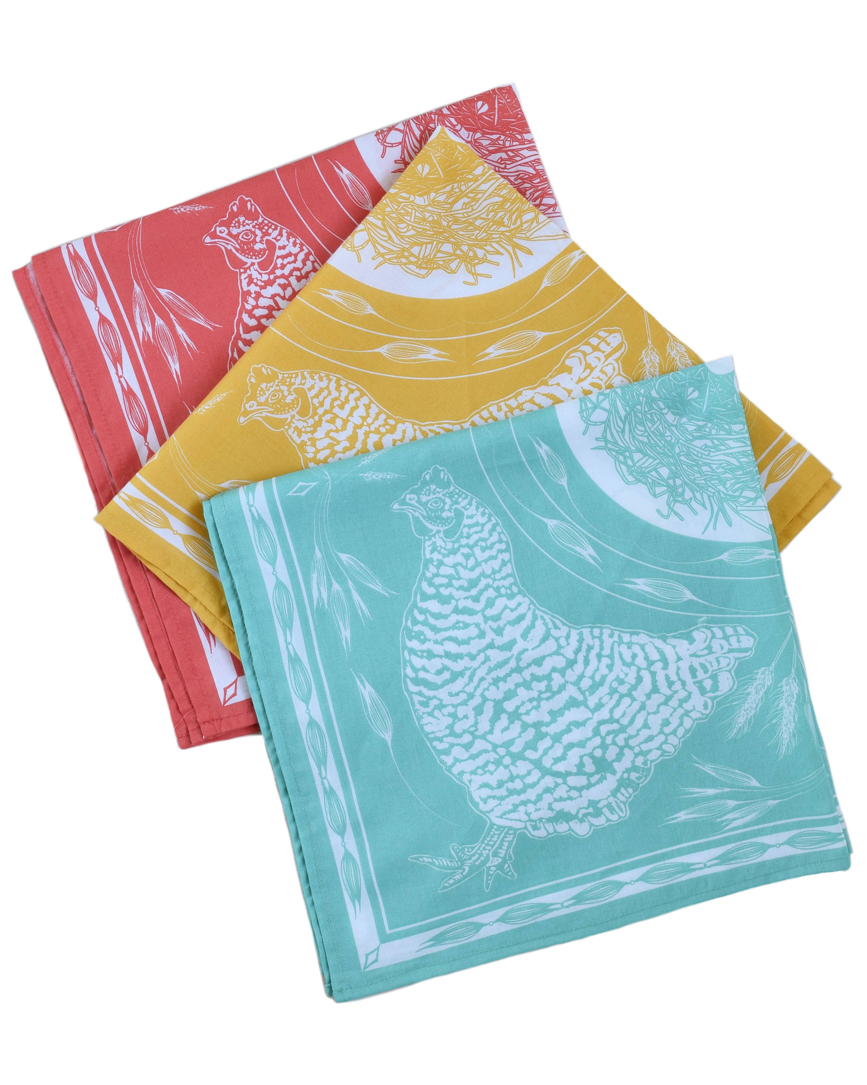 Chicken Bandana - 100% Cotton - Aqua