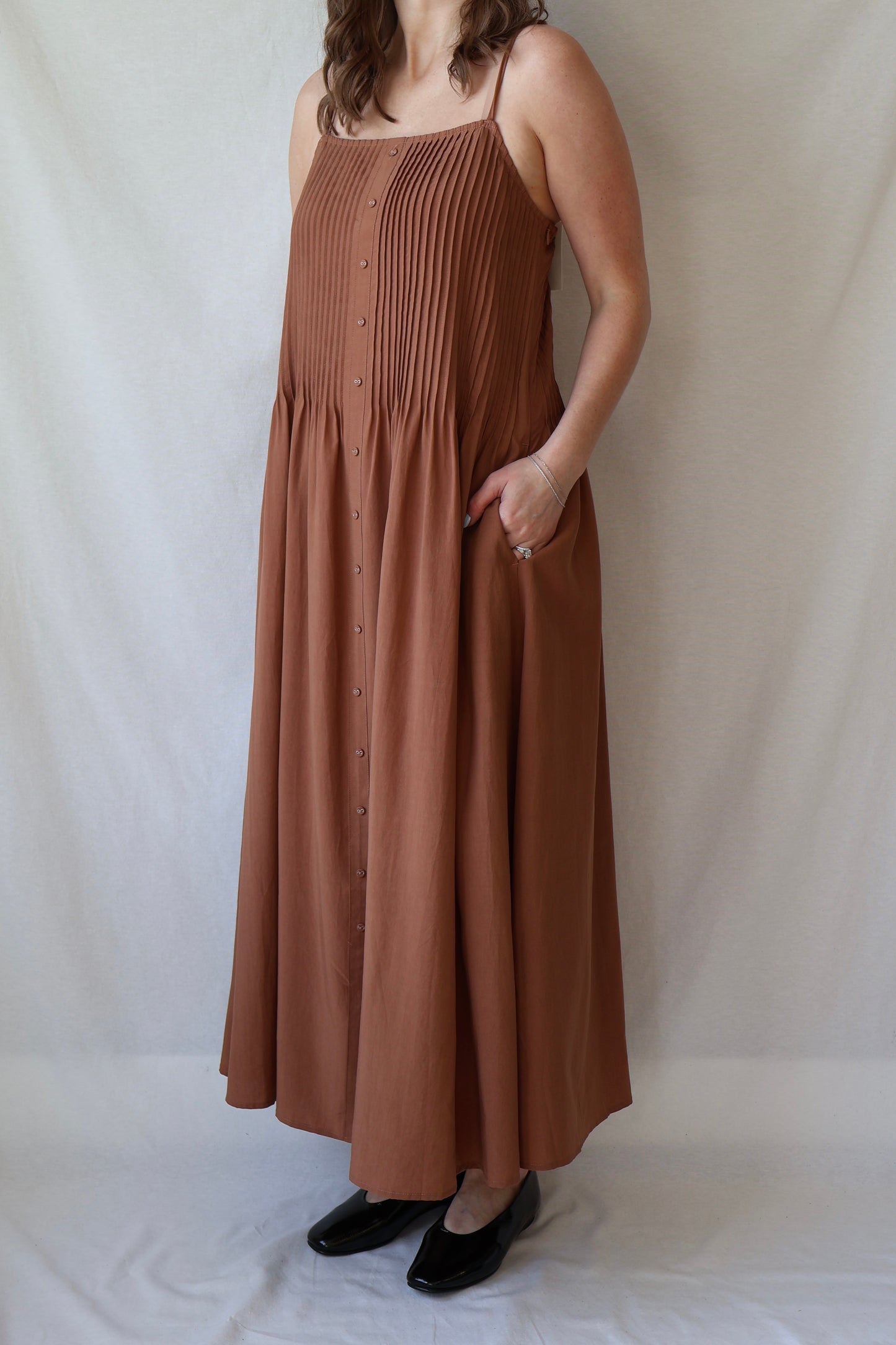 Pintuck Cami Dress | Latte