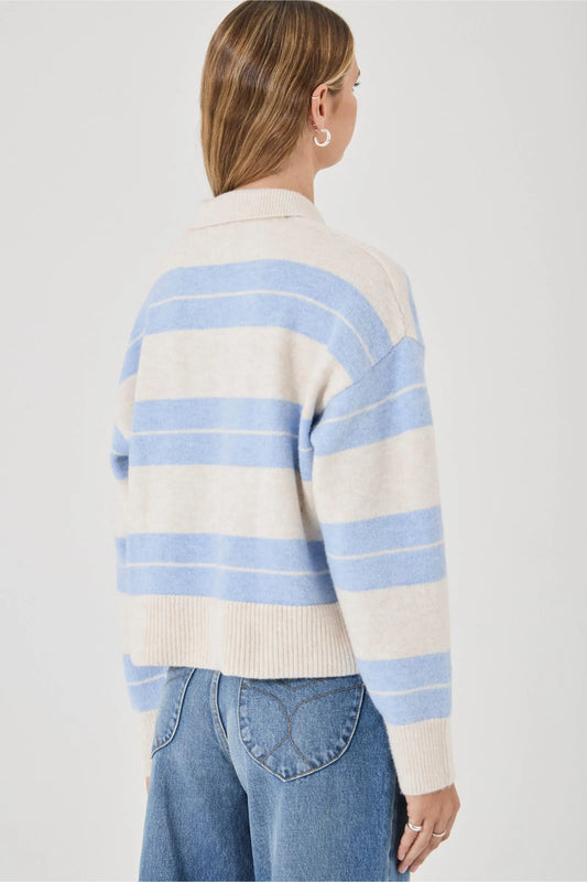 Sofia Polo Sweater | Blue Stripe