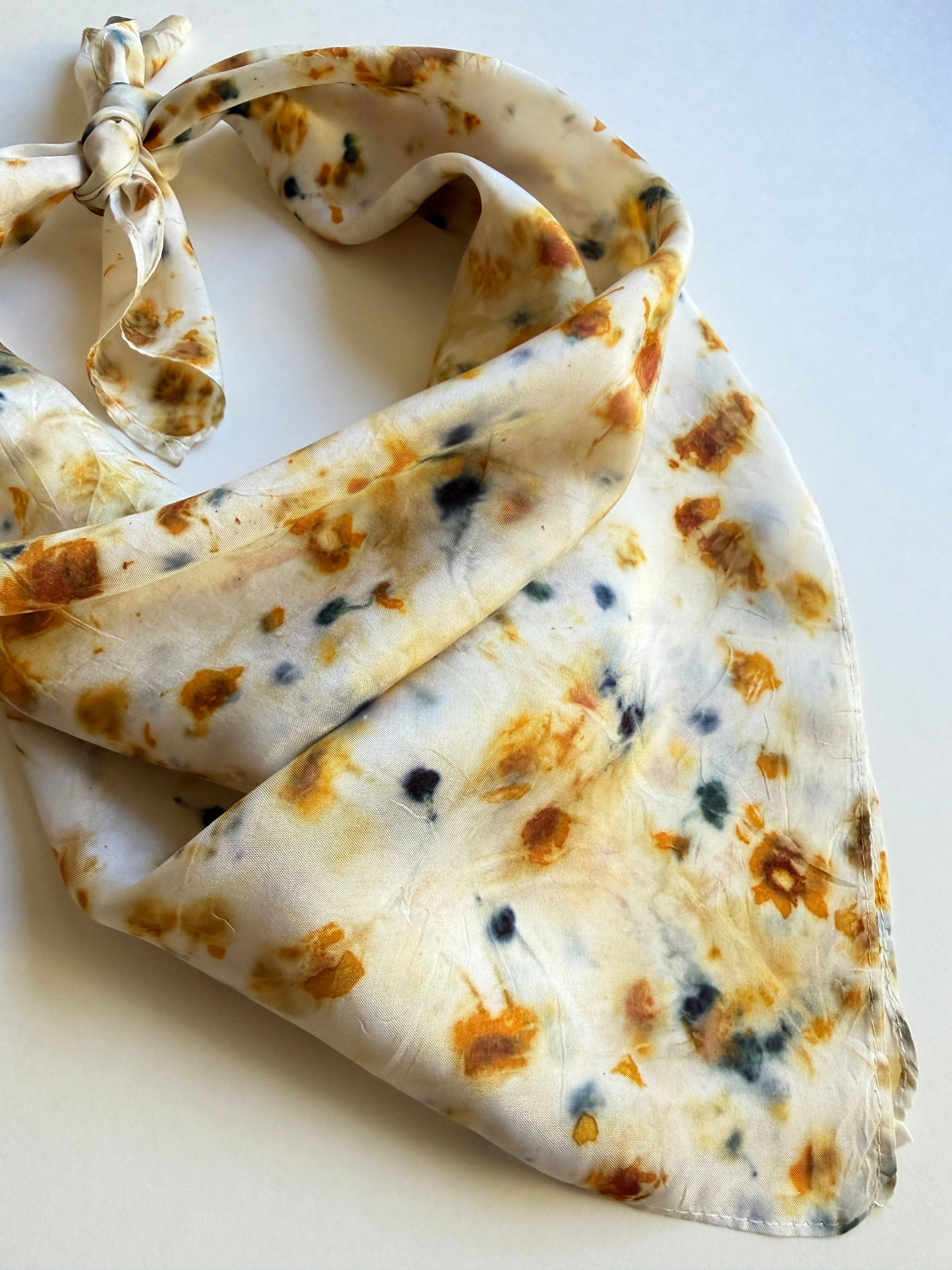 Naturally Dyed Silk Scarf - Rust + Sky