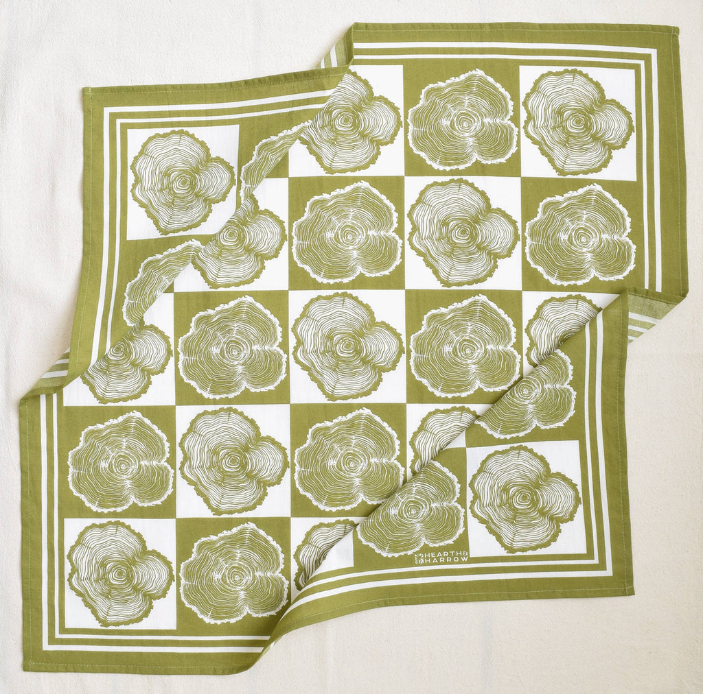 Tree Ring Bandana - 100% Cotton - Olive Green Print